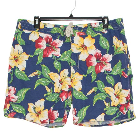 Polo Ralph Lauren Mens Swim Trunks Vintage Hawaiian Surf Retro Floral Blue 40 - Picture 1 of 4